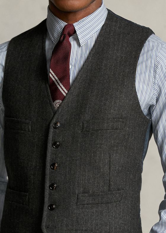 gri inchis bărbați Ralph Lauren vesta cu dungi din colecția Morehouse 046881296