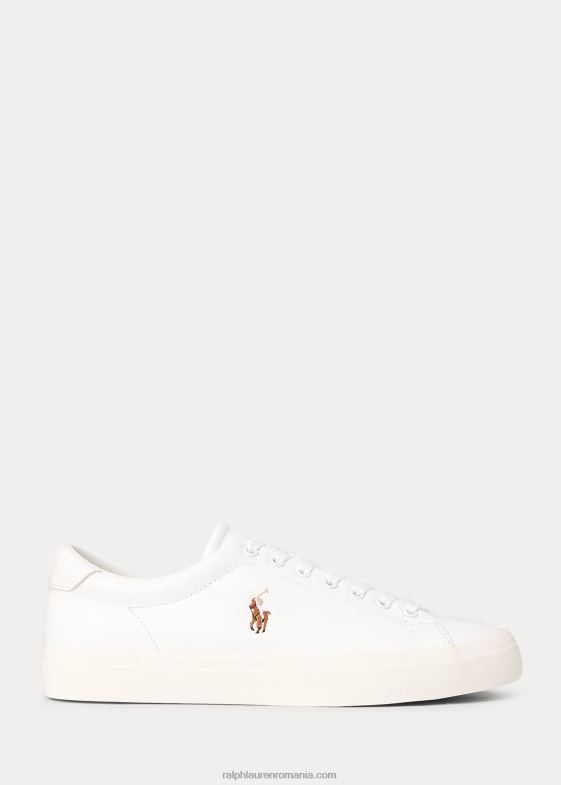 alb bărbați Ralph Lauren adidași din piele Longwood 046882020