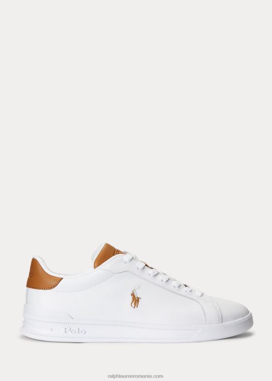 alb/brun bărbați Ralph Lauren pantofi sport heritage court ii din piele 046888722