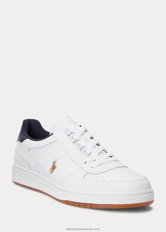 alb/marinier bărbați Ralph Lauren adidași din piele curte 046881991