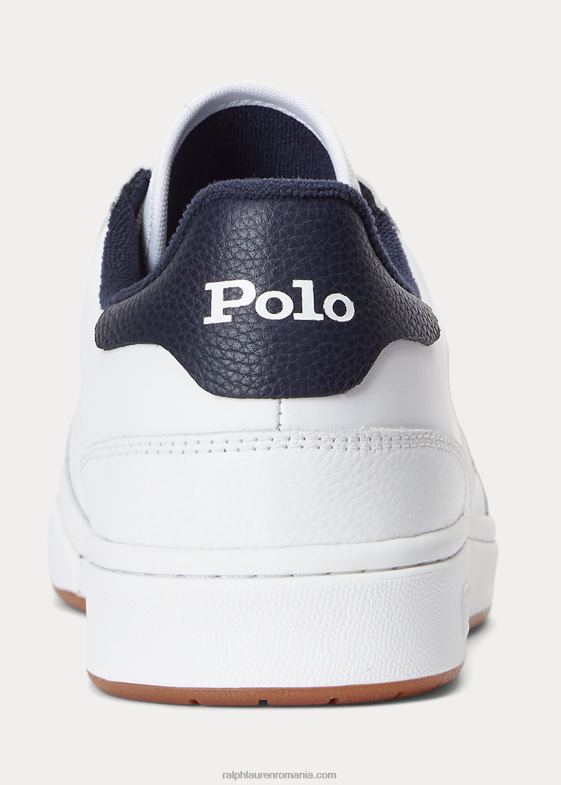 alb/marinier bărbați Ralph Lauren adidași din piele curte 046881991