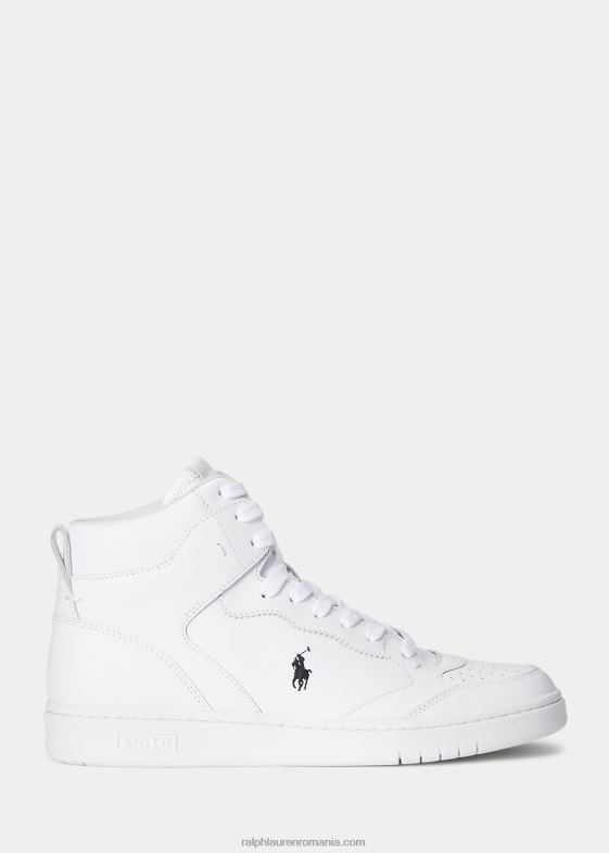 alb negru bărbați Ralph Lauren adidași înalți din piele curte 046882001
