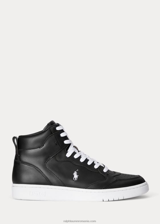 alb negru bărbați Ralph Lauren adidași înalți din piele curte 046882002
