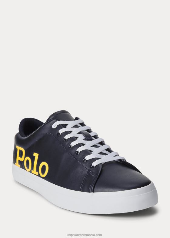 bleumarin/galben/alb bărbați Ralph Lauren adidași din piele cu logo Longwood 046882023