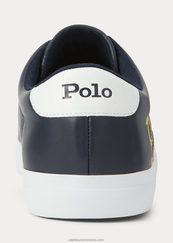 bleumarin/galben/alb bărbați Ralph Lauren adidași din piele cu logo Longwood 046882023