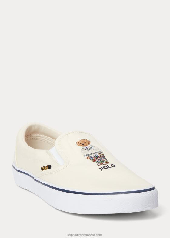 crema de pergament bărbați Ralph Lauren pantofi sport slip-on keaton polo bear 046882025