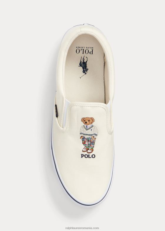 crema de pergament bărbați Ralph Lauren pantofi sport slip-on keaton polo bear 046882025