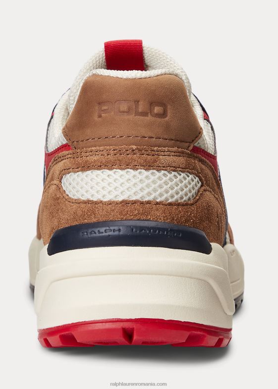 marin vânător/teac bărbați Ralph Lauren adidași din piele de căprioară și plasă 046881970