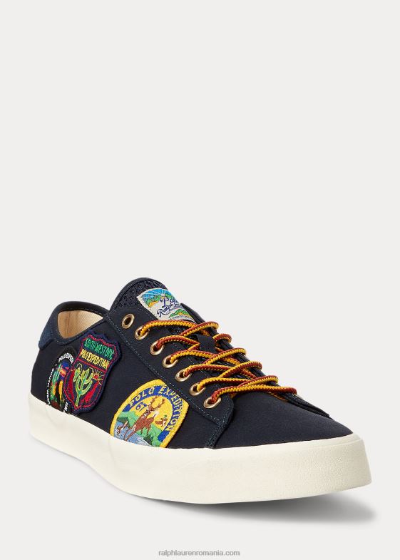 marina bărbați Ralph Lauren adidași din twill cu plasture cu logo nelson 046881989