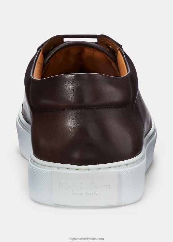 maro inchis bărbați Ralph Lauren adidași severn din piele de vițel 046881949