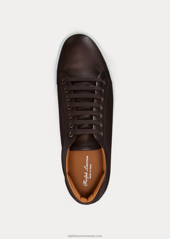 maro inchis bărbați Ralph Lauren adidași severn din piele de vițel 046881949