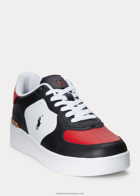 negru/alb/rosu bărbați Ralph Lauren adidași din piele masters court 046882008