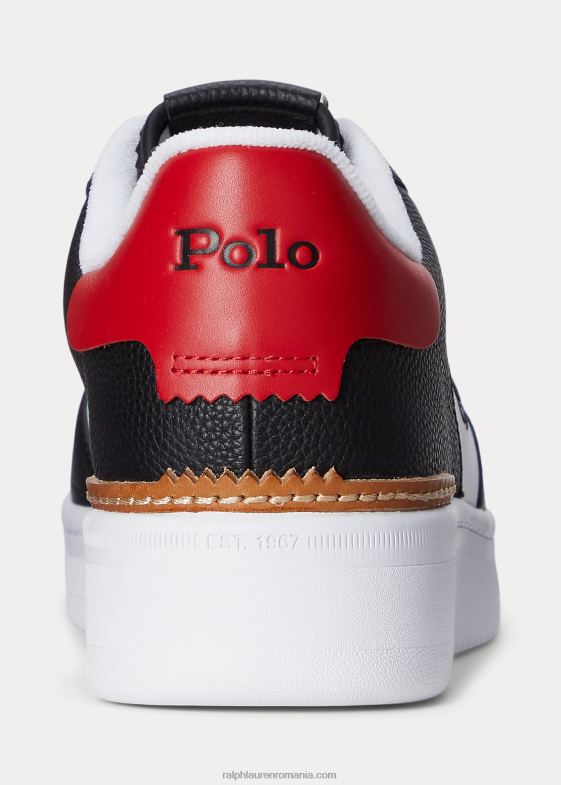 negru/alb/rosu bărbați Ralph Lauren adidași din piele masters court 046882008