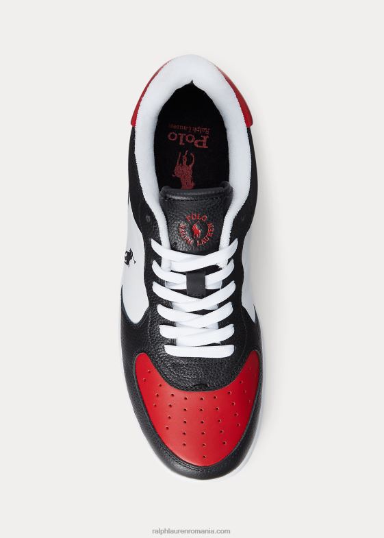 negru/alb/rosu bărbați Ralph Lauren adidași din piele masters court 046882008