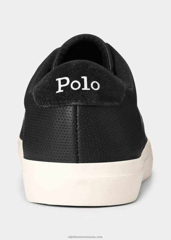 negru bărbați Ralph Lauren adidași din piele Longwood 046882017