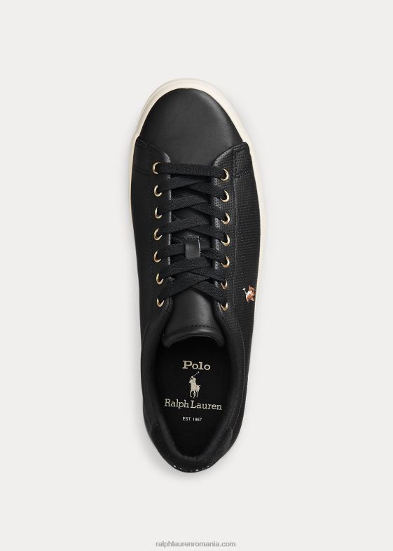 negru bărbați Ralph Lauren adidași din piele Longwood 046882017