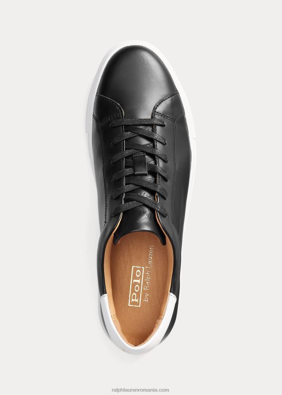 negru bărbați Ralph Lauren adidași din piele jermain 046882014
