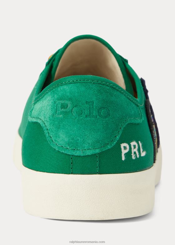 verde primar bărbați Ralph Lauren adidași din twill cu plasture cu logo nelson 046881988