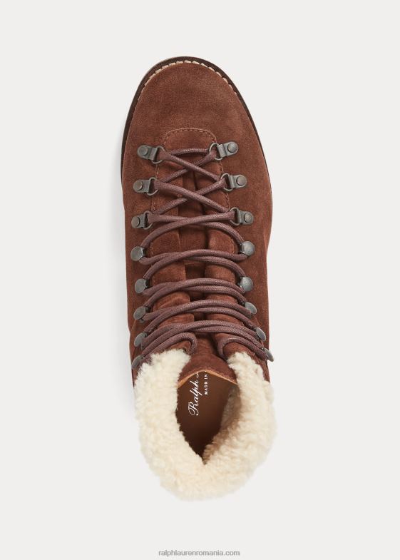 bagaj maro/crem bărbați Ralph Lauren cizme din piele de căprioară de vițel căptușită cu shearling darrow 046882186