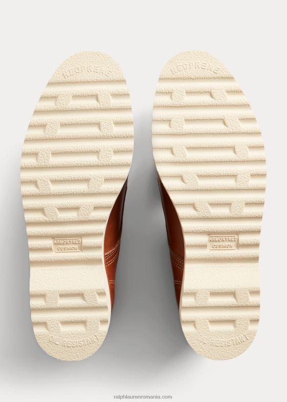 bronzat bărbați Ralph Lauren cizme din piele cu siret 046882136