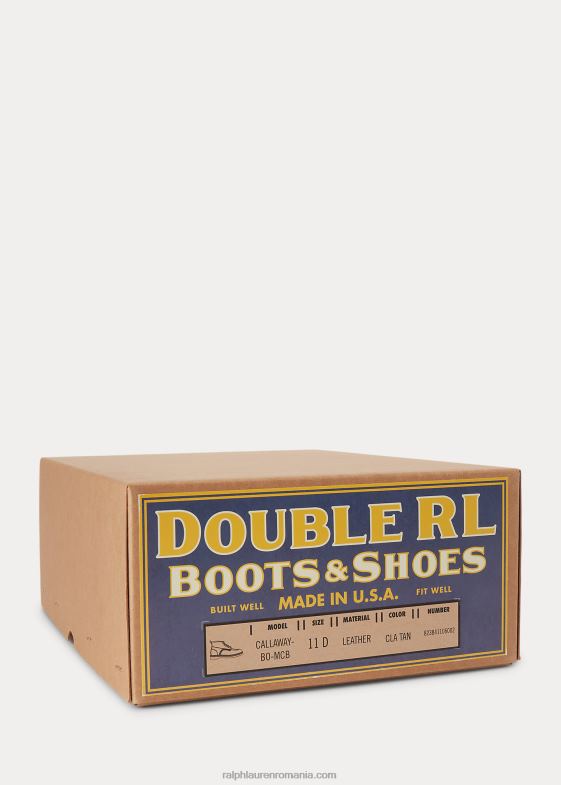 bronzat bărbați Ralph Lauren cizme din piele cu siret 046882136