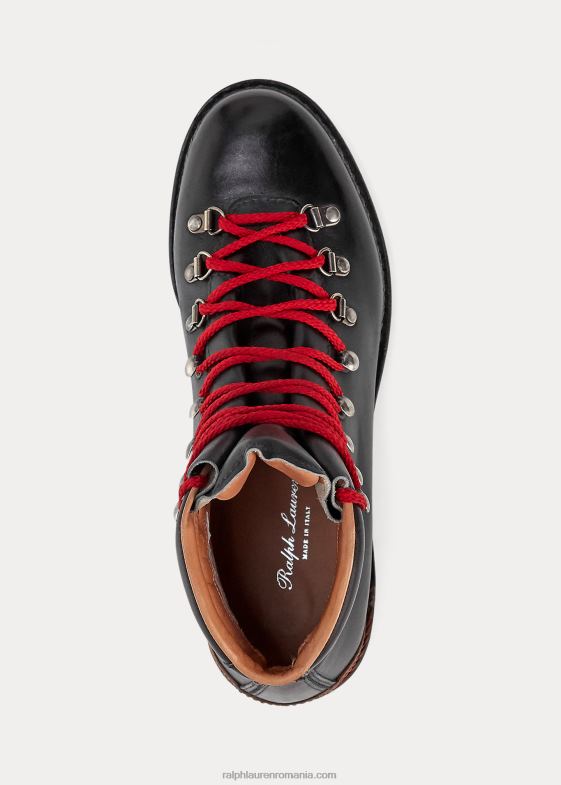 negru bărbați Ralph Lauren cizme fidel din piele de vițel lustruită 046882179