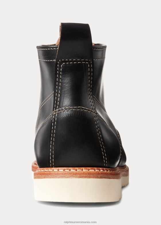 negru peste maro bărbați Ralph Lauren cizme din piele cu siret 046882135