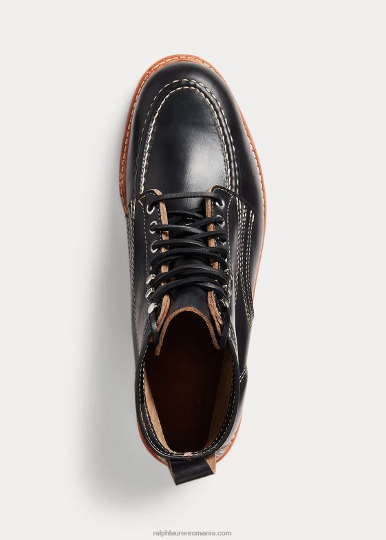 negru peste maro bărbați Ralph Lauren cizme din piele cu siret 046882135