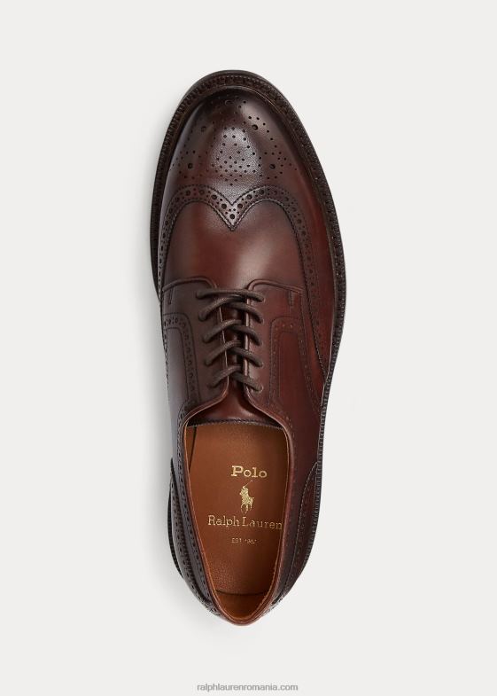 maro bărbați Ralph Lauren vârful aripii din piele Asher 046882113