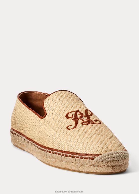 natural bărbați Ralph Lauren espadrile loafer din pânză brodate 046882176