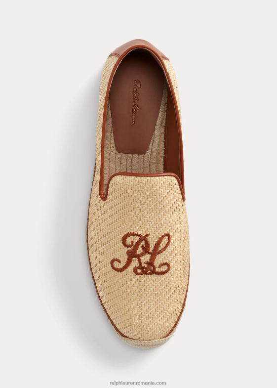 natural bărbați Ralph Lauren espadrile loafer din pânză brodate 046882176