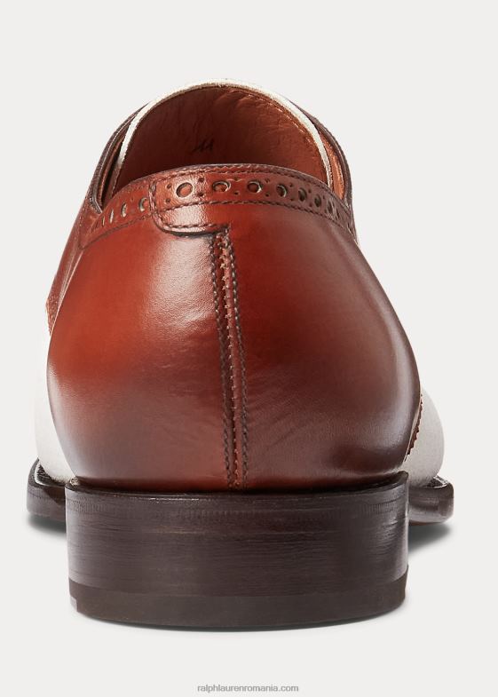 bronz/crem bărbați Ralph Lauren Pantof cu vârf din piele lustruită și piele de căprioară 046888740