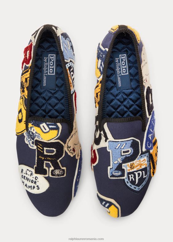 navy multi bărbați Ralph Lauren papuci de pânză cu plasture cu logo-ul paxton 046882107