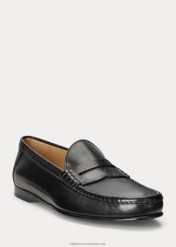 negru bărbați Ralph Lauren Chalmers penny loafer din piele de vițel lustruită 046882151