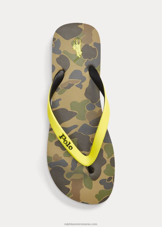 imprimeu camo din piele de broasca bărbați Ralph Lauren șurub flip-flop 046882067