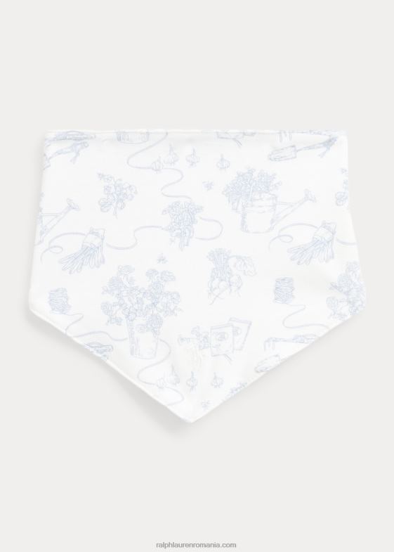blue garden toile multi bebelus Ralph Lauren bavetă interlock reversibilă din bumbac 046888067