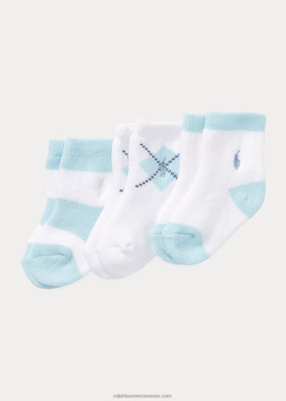 alb bebelus Ralph Lauren Șosete terry pachet de trei 0468810039