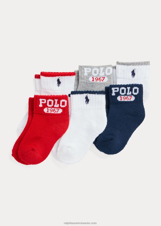 asortat bebelus Ralph Lauren șosete echipaj cu logo, pachet de 6 046888047