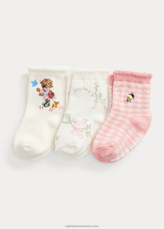 fildeş bebelus Ralph Lauren șosete polo bear crew pachet de 3 046888049