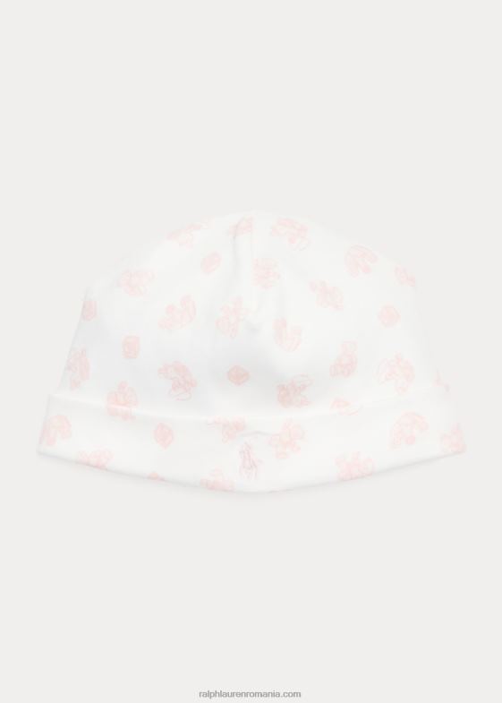 multi roz bebelus Ralph Lauren bonetă din bumbac organic cu imprimeu de urs 046888029
