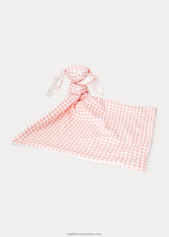 gradina roz/gingham roz bebelus Ralph Lauren pătură lovey iepuraș de bumbac reversibilă 046888097