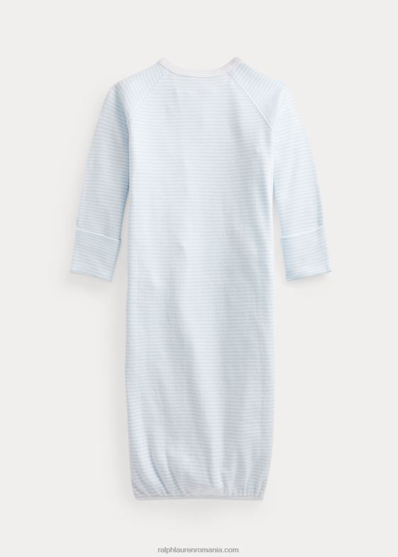 albastru de beril/alb bebelus Ralph Lauren rochie interlock din bumbac cu dungi 046888181