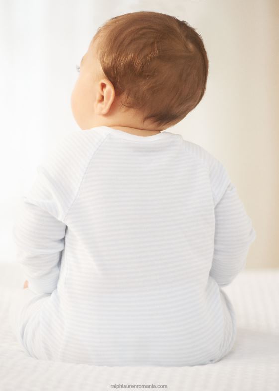 albastru de beril/alb bebelus Ralph Lauren rochie interlock din bumbac cu dungi 046888181