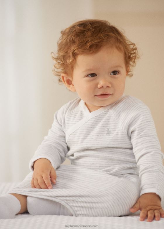 cuarț erica/alb bebelus Ralph Lauren rochie interlock din bumbac cu dungi 046888177