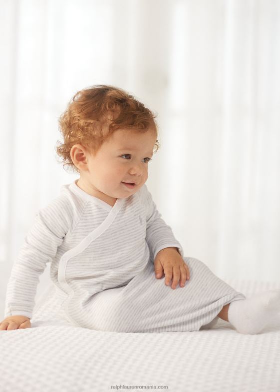 cuarț erica/alb bebelus Ralph Lauren rochie interlock din bumbac cu dungi 046888177