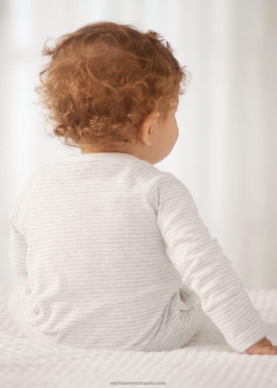 cuarț erica/alb bebelus Ralph Lauren rochie interlock din bumbac cu dungi 046888177