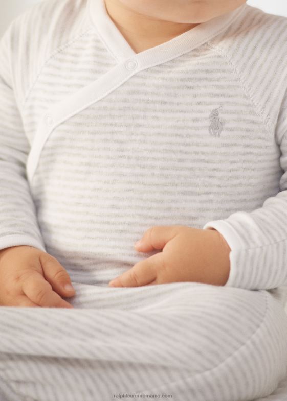 cuarț erica/alb bebelus Ralph Lauren rochie interlock din bumbac cu dungi 046888177