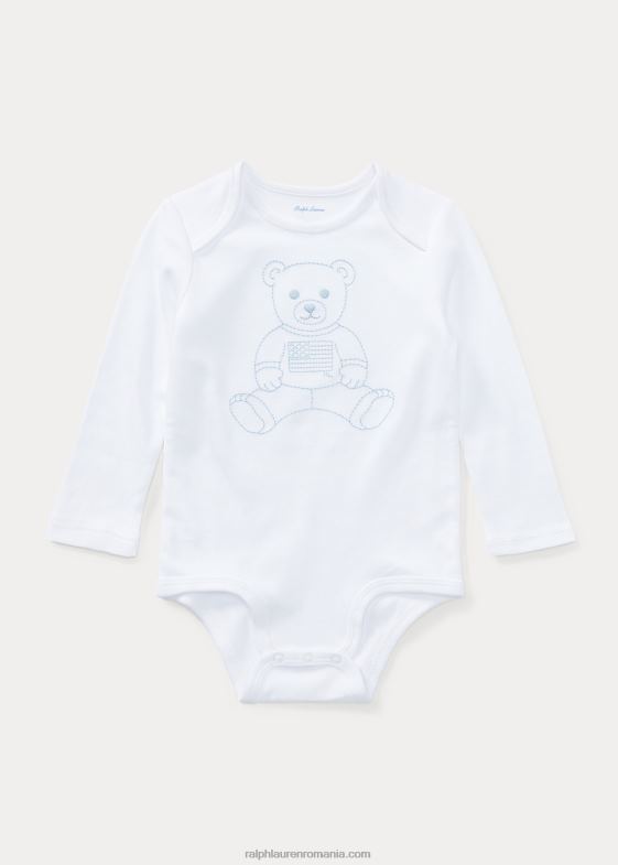 alb bebelus Ralph Lauren Body ursuleț polo din bumbac interlock 046887696