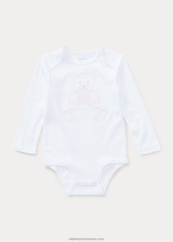 alb bebelus Ralph Lauren body cu urs polo brodat 046887697