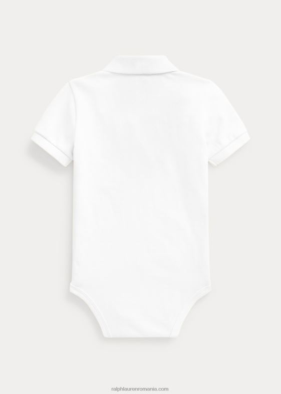 alb bebelus Ralph Lauren body polo din plasă de bumbac 0468810010